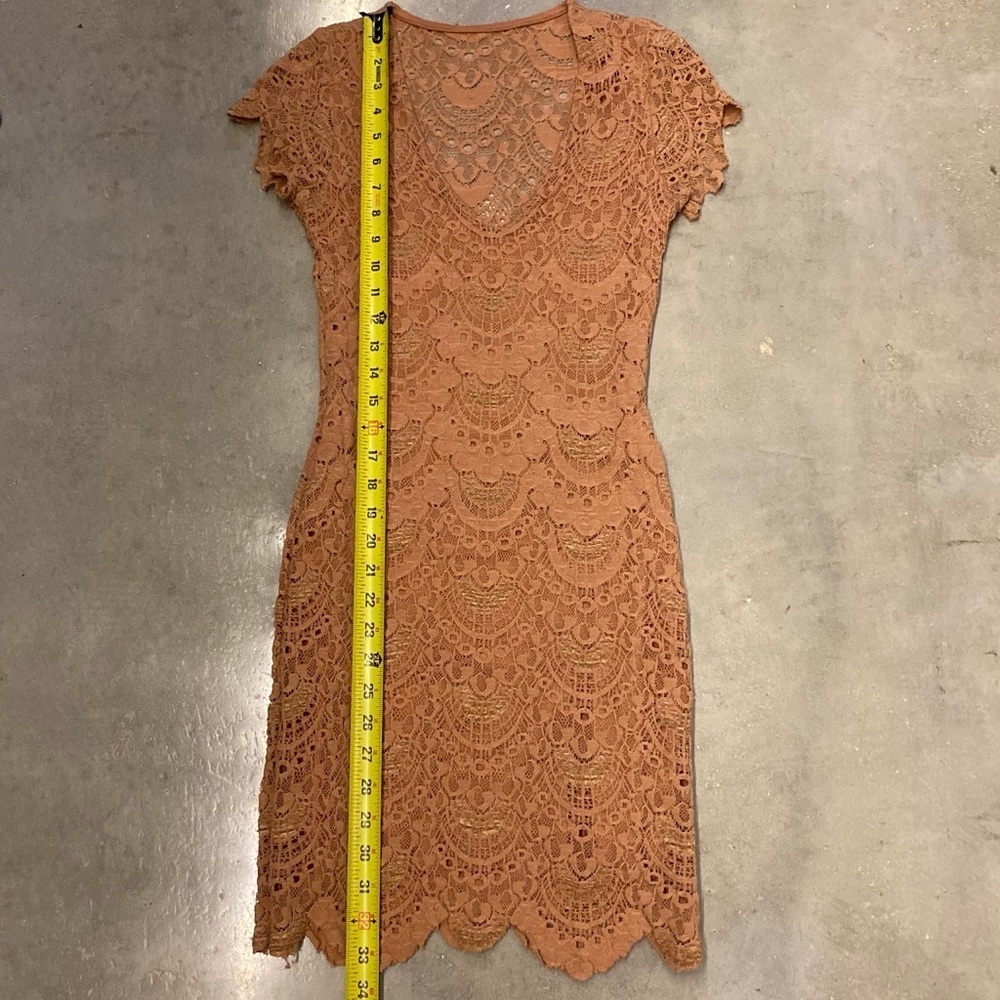 Nightcap Nude Lace Deep V Cap Sleeve Mini Dress - Picture 7 of 10